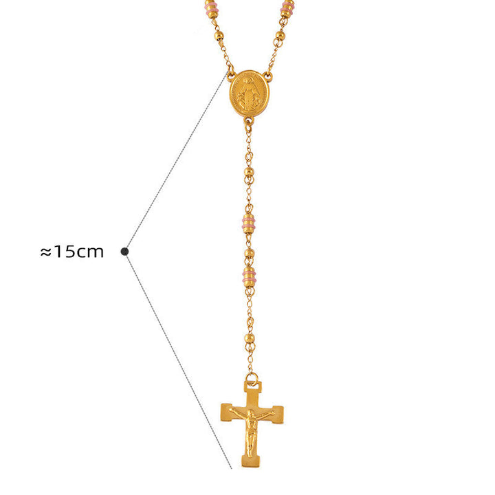 Embossed Round Cross Pendant Necklace