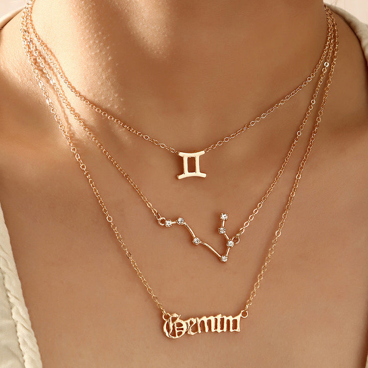 14K Gold Twelve Constellations Pendant Necklace