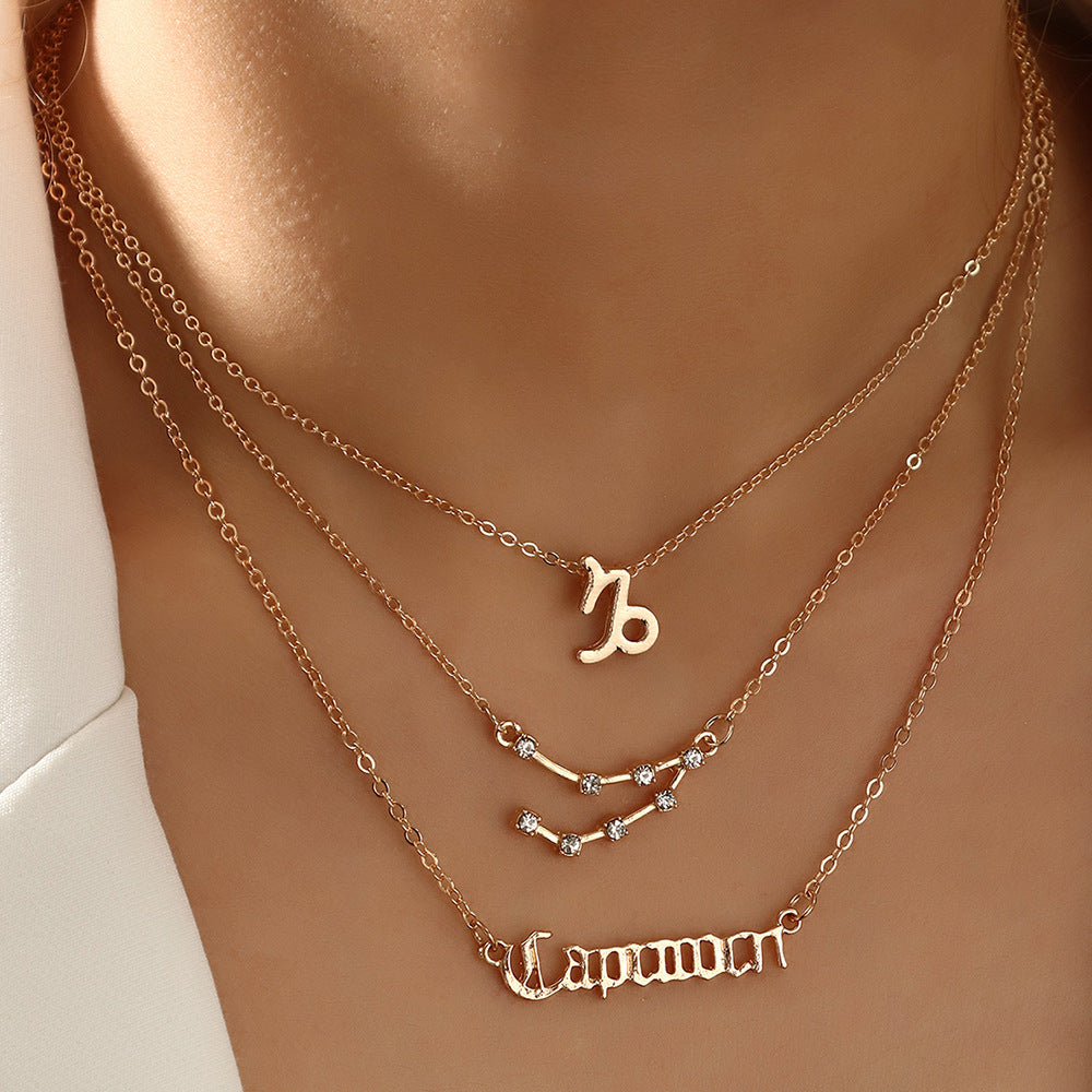 14K Gold Twelve Constellations Pendant Necklace