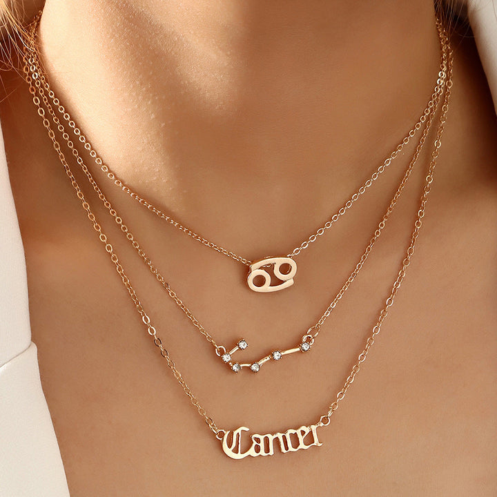 14K Gold Twelve Constellations Pendant Necklace