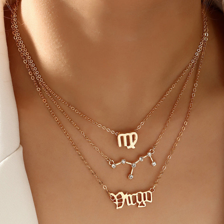 14K Gold Twelve Constellations Pendant Necklace