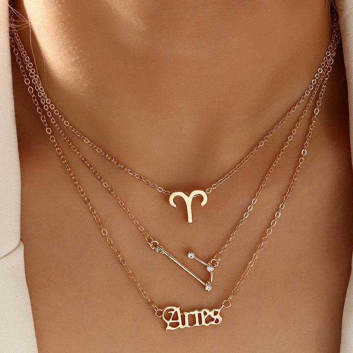 14K Gold Twelve Constellations Pendant Necklace