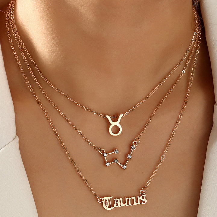 14K Gold Twelve Constellations Pendant Necklace