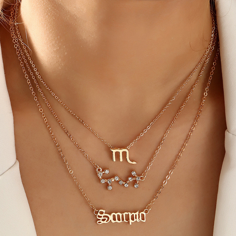 14K Gold Twelve Constellations Pendant Necklace