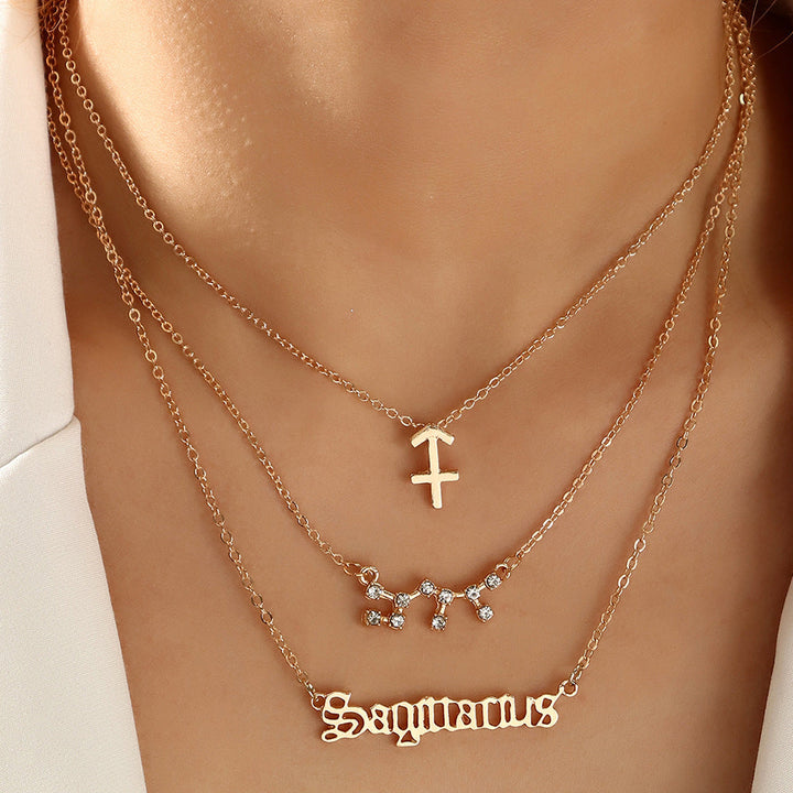 14K Gold Twelve Constellations Pendant Necklace