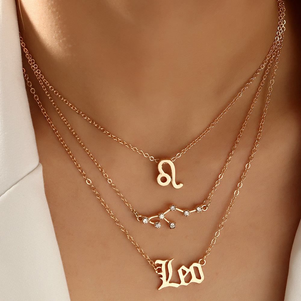 14K Gold Twelve Constellations Pendant Necklace