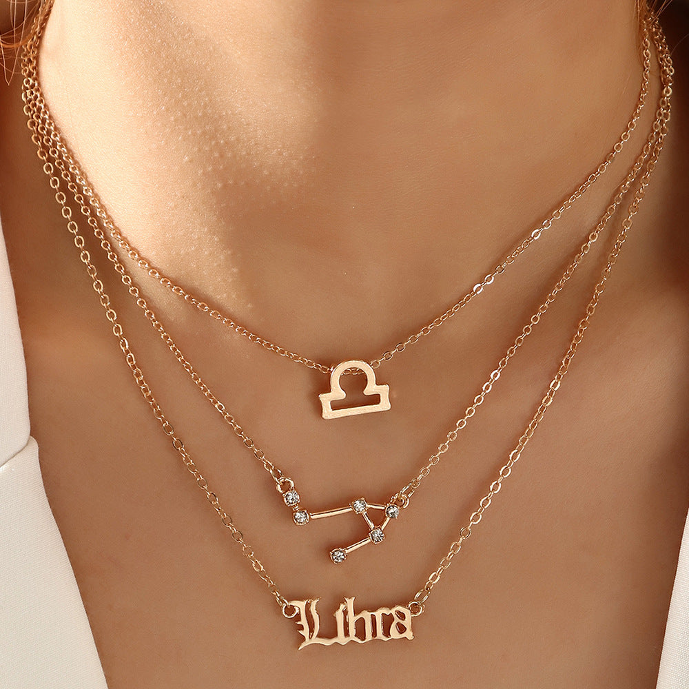 14K Gold Twelve Constellations Pendant Necklace