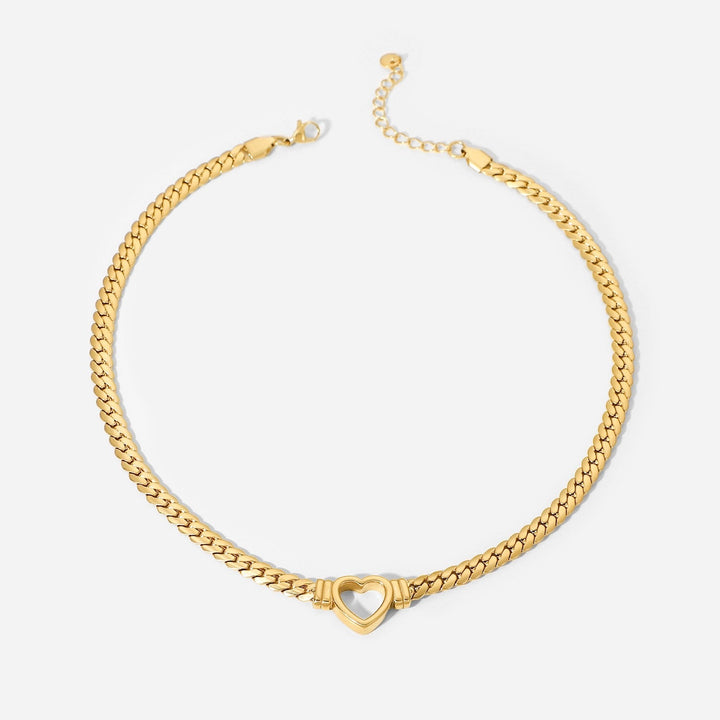 14k gold heart-shaped snake bone chain