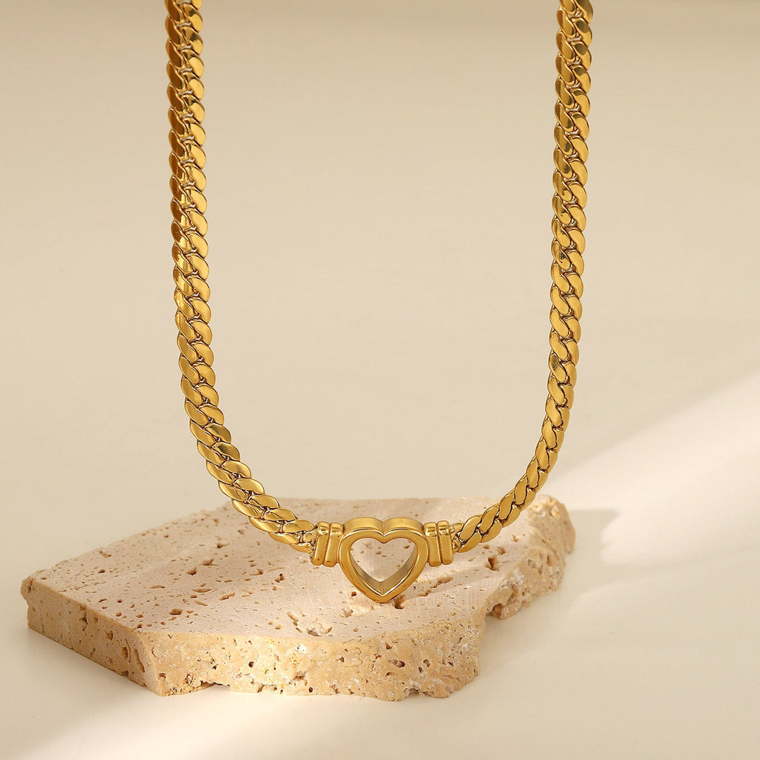 14k gold heart-shaped snake bone chain