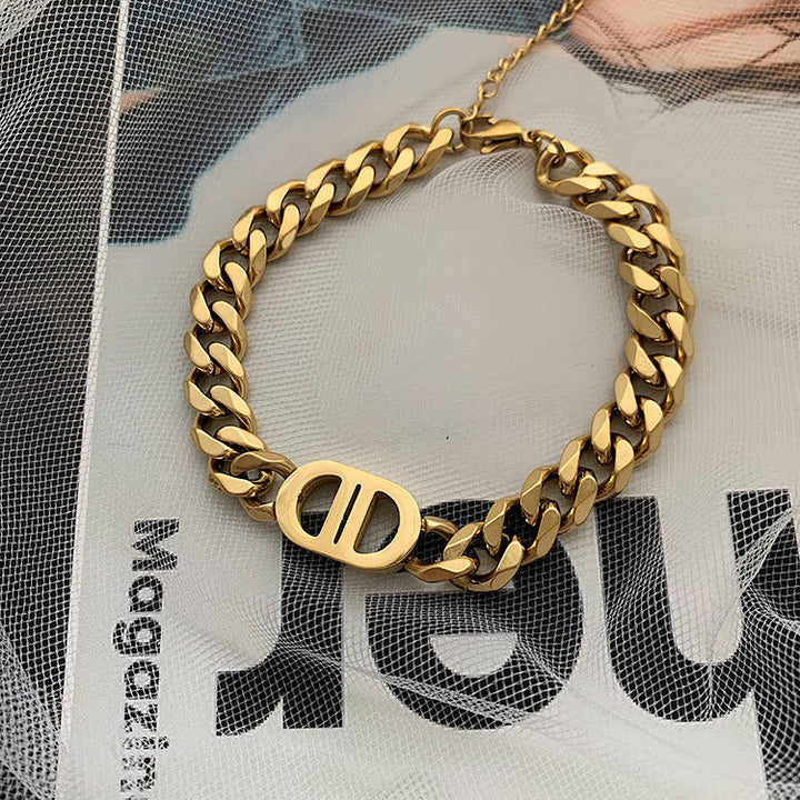 14K Gold Letter Double D Collar Chain