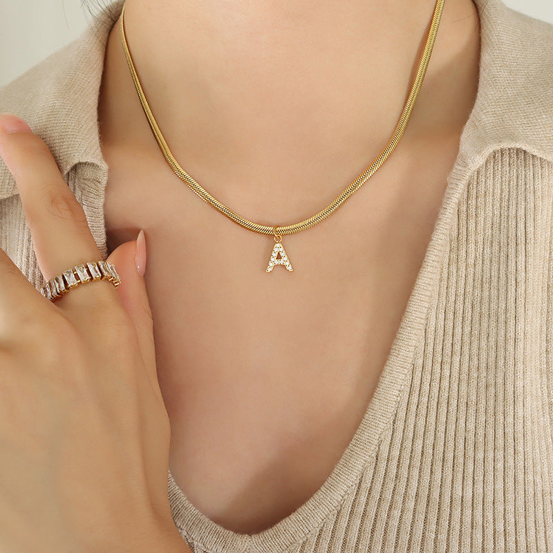 Diamond Letter Gold Pendant Necklace