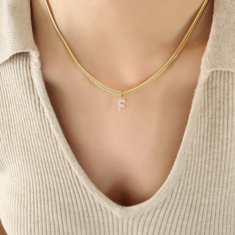 Diamond Letter Gold Pendant Necklace