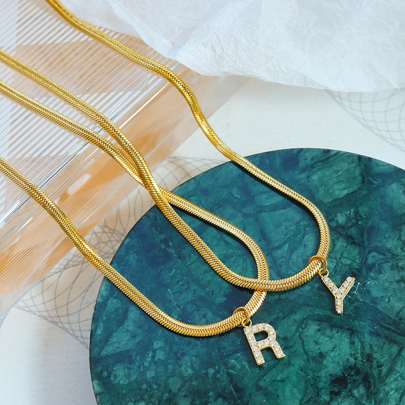 Diamond Letter Gold Pendant Necklace