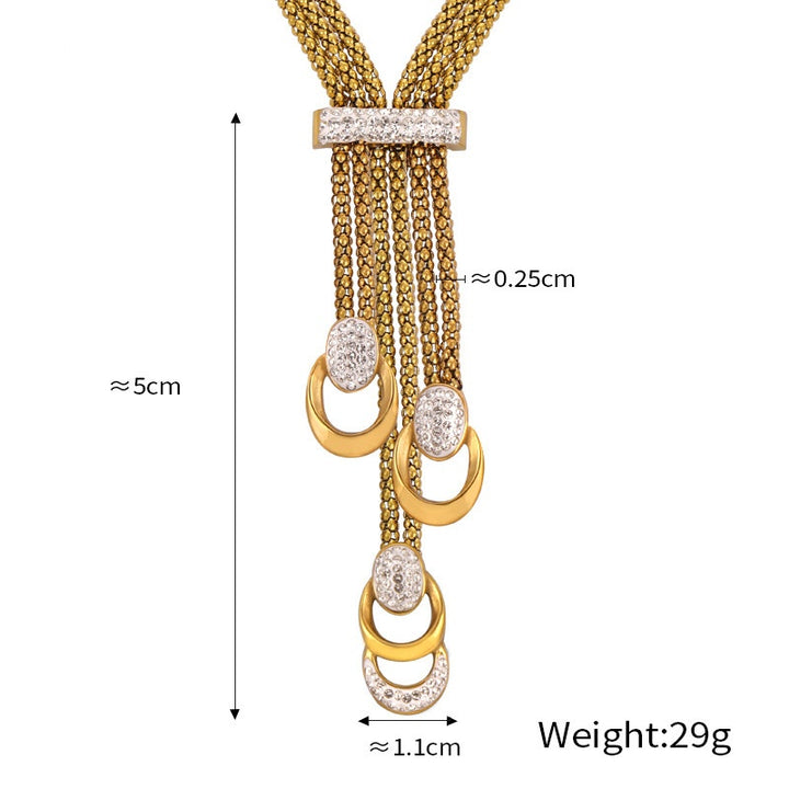 Gold Diamond and Enamel Pendant Multilayer Necklace Bracelet Set