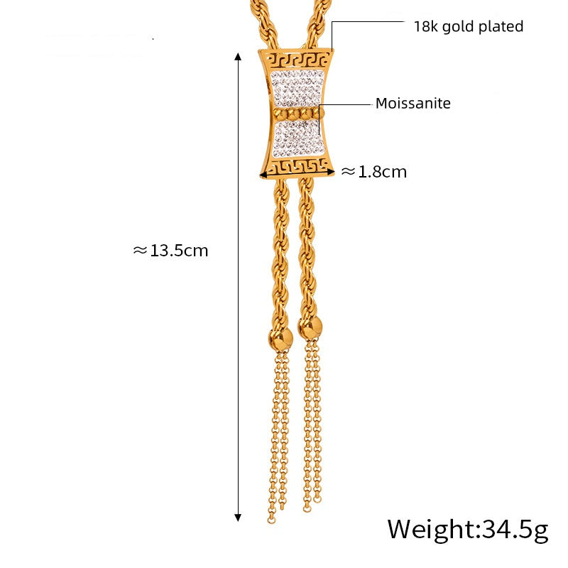 Sparkling Fringe Diamond Pendant Gold Necklace and Bracelet Se