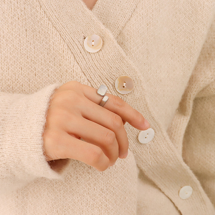 White Seashell Open Ring