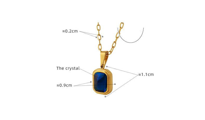 Blue Crystal Gold Pendant Necklace