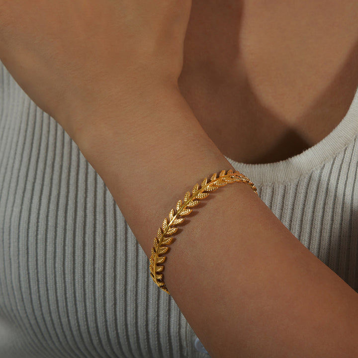 Wheat ear shape open bracelet