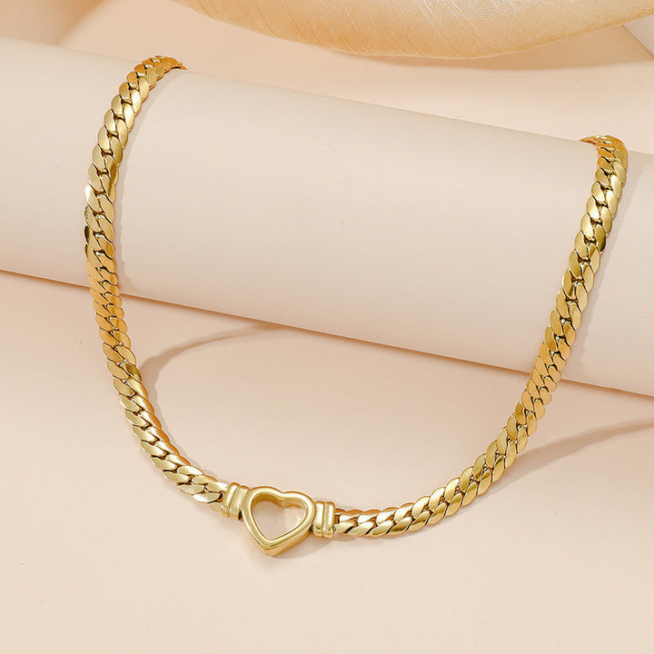 14k gold heart-shaped snake bone chain