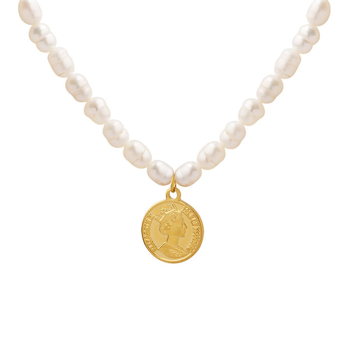 Reversible French Head Pendant Freshwater Pearl Necklace