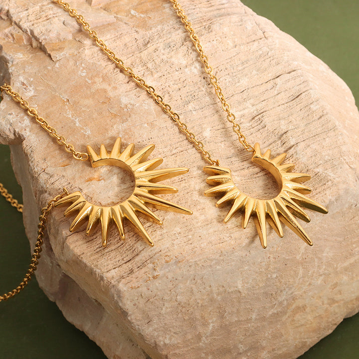 Geometric Radiant Pendant Gold Necklace