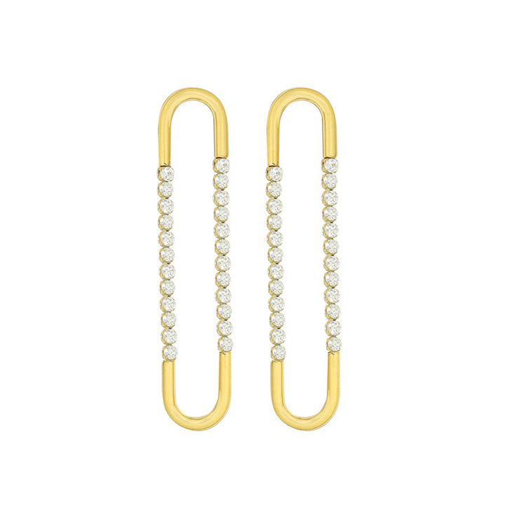 French Style U-shaped Diamond Gold Earrings