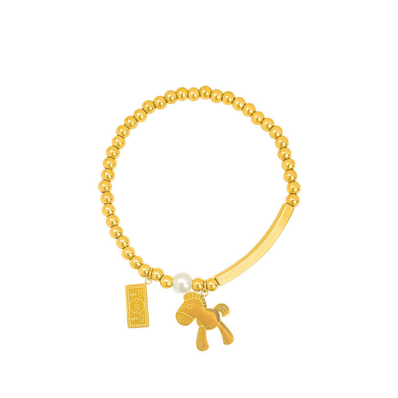 14K Gold Pony Ball Bracelet