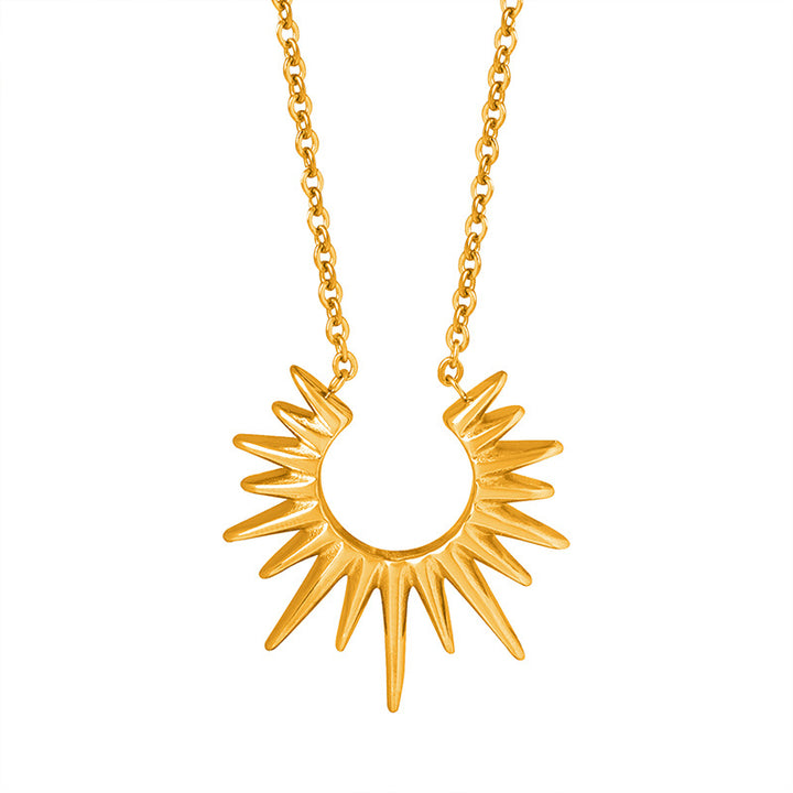 Geometric Radiant Pendant Gold Necklace