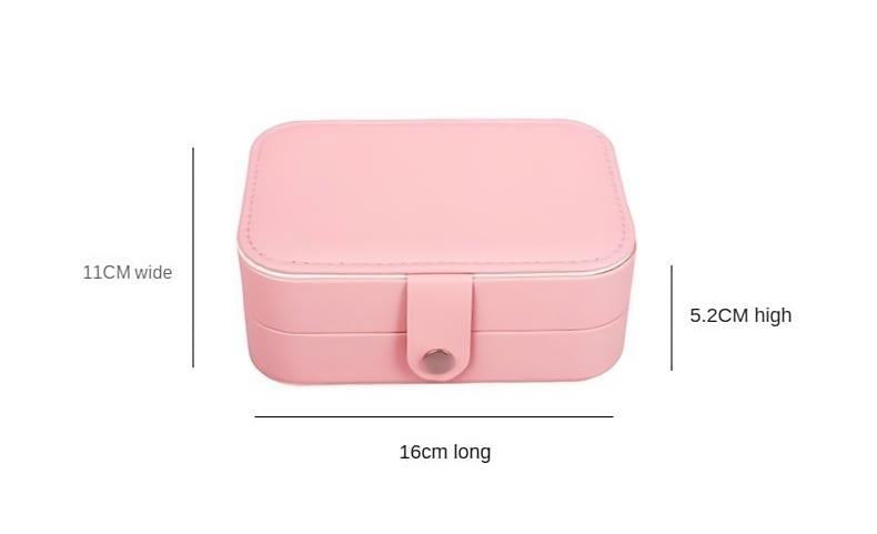 Leather Portable Double-Layer Jewelry Box with Mirror