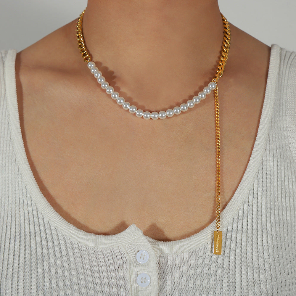 Luxury Square Pendant Pearl Necklace