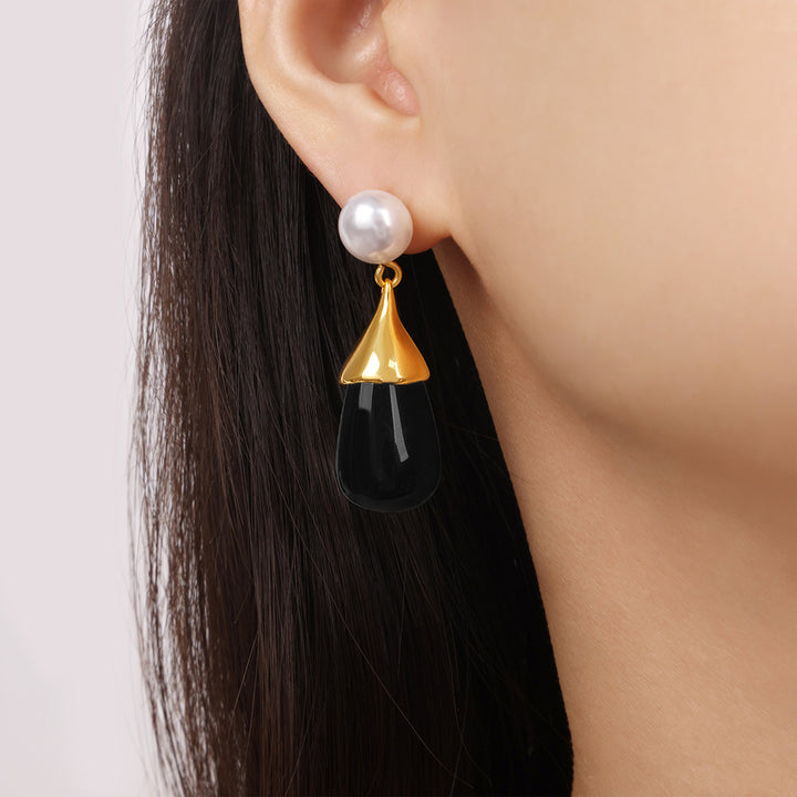 Water Drop Resin Gold Earrings