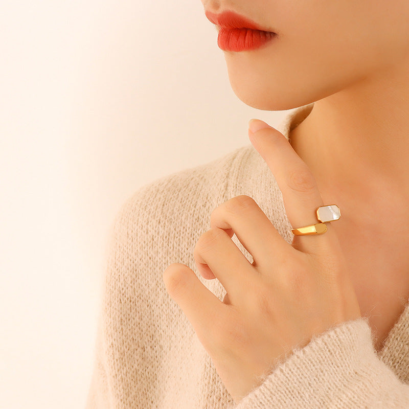 White Seashell Open Ring