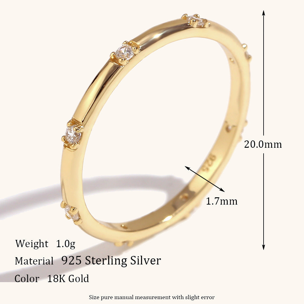 925 sterling silver micropaved diamond thin hoop ring