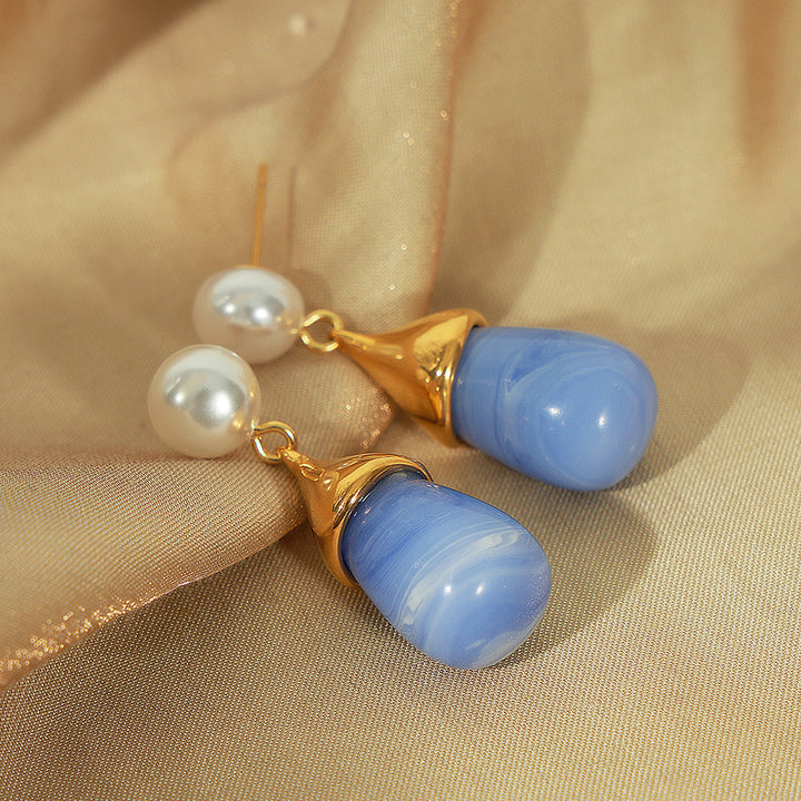 Water Drop Resin Gold Earrings