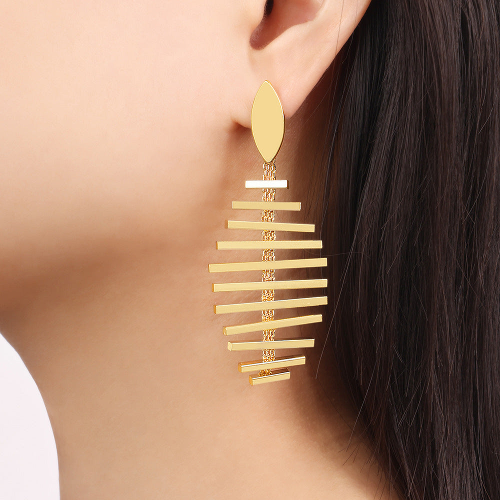 Designer Creative Fishbone Long Earring