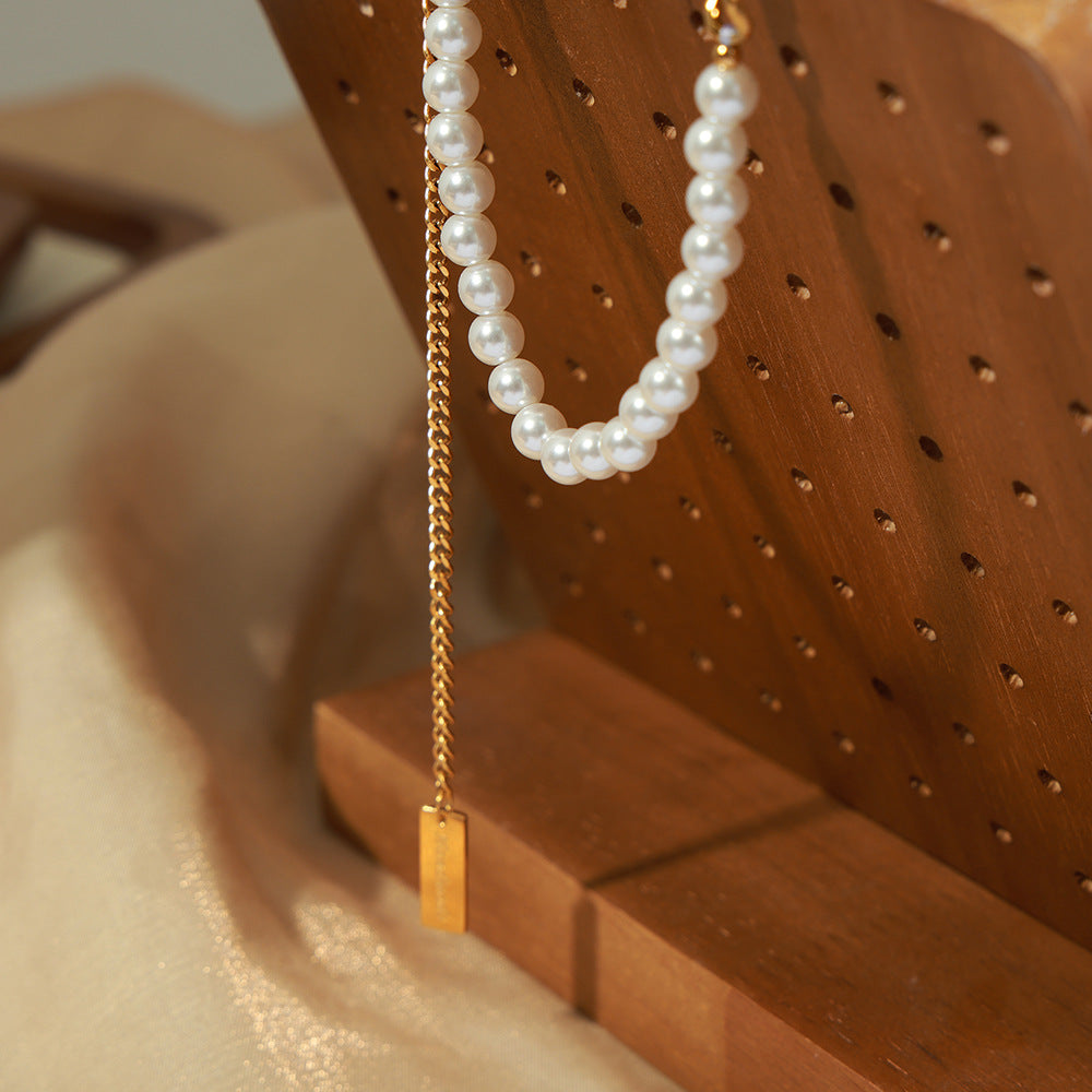 Luxury Square Pendant Pearl Necklace