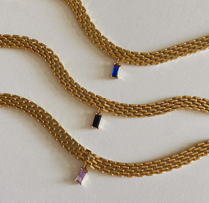 14K Gold Jewel Woven Collar Neckchain