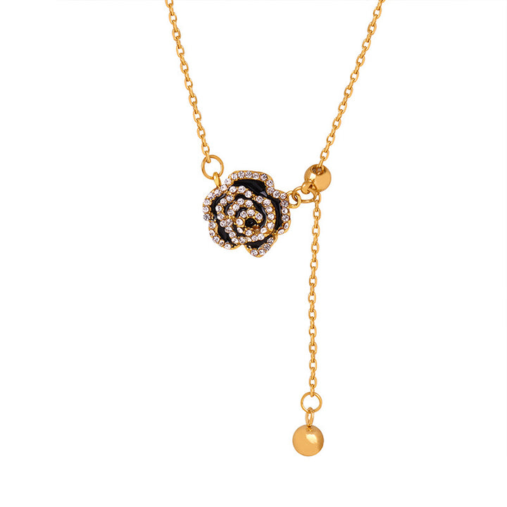 Pull-out Weighted Drip Glazed Rose Necklace