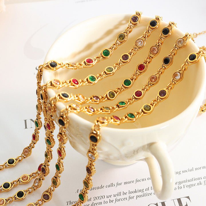 Small fish eye design colorful diamond stitching necklace bracelet