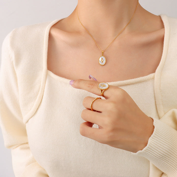 French Style White Seashell Open Ring