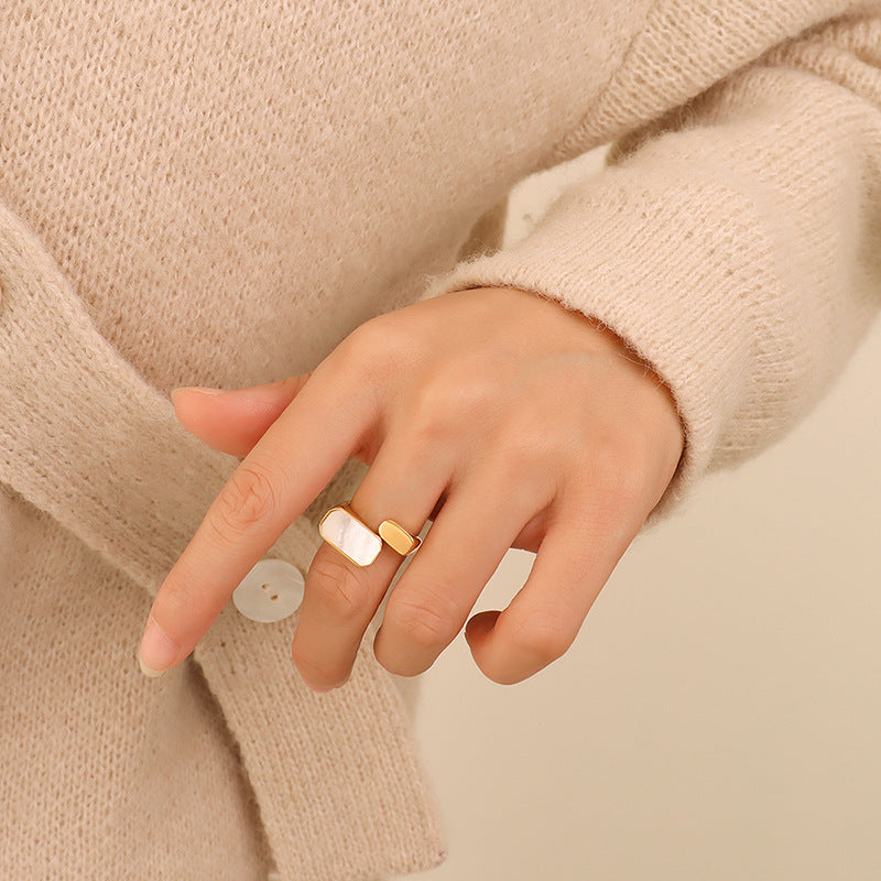 White Seashell Open Ring