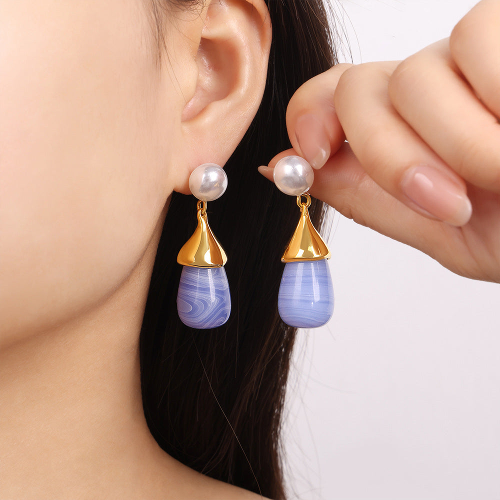 Water Drop Resin Gold Earrings