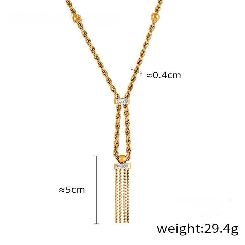 Double-Layer Twisted Enamel Diamond Necklace and Bracelet Set