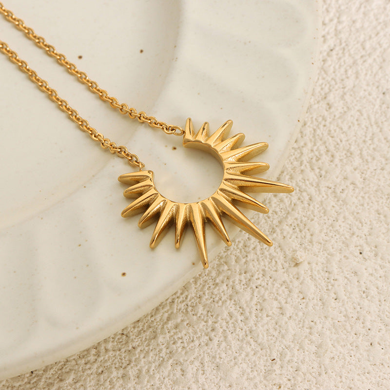 Geometric Radiant Pendant Gold Necklace