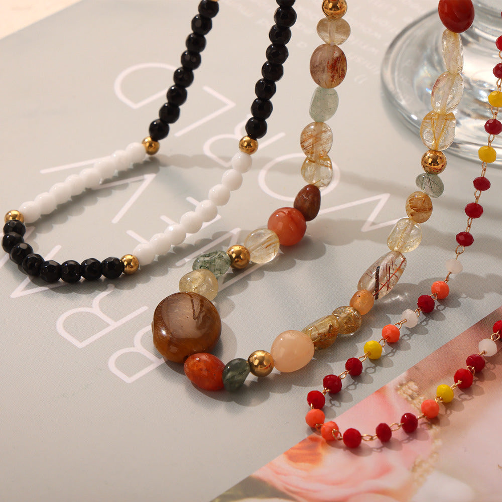 New Retro Light Luxury Handmade Agate Necklace