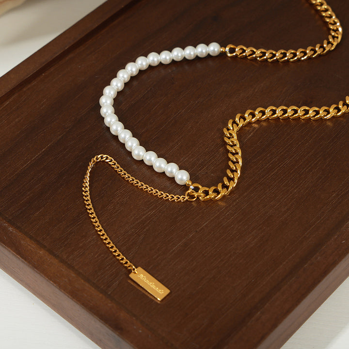 Luxury Square Pendant Pearl Necklace