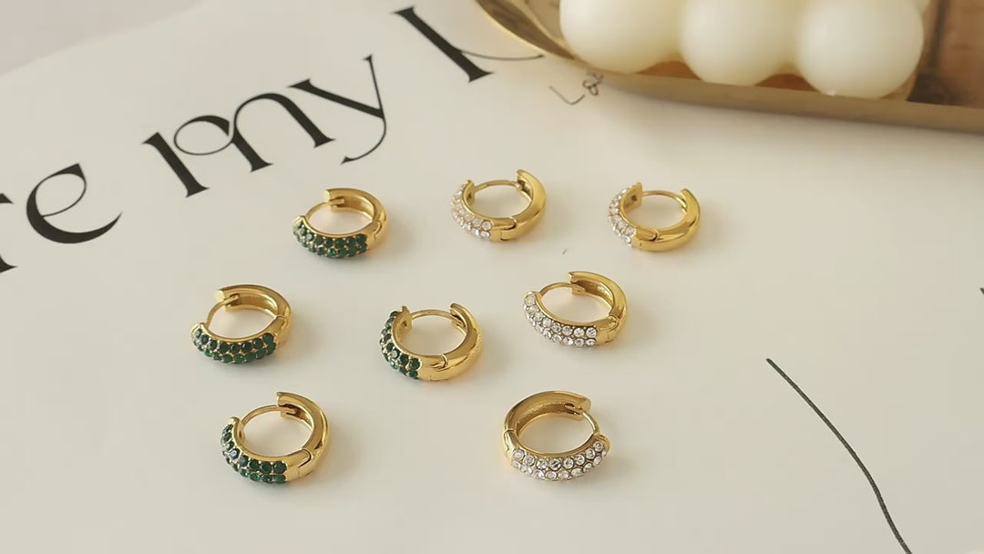 Round Zirconia Gold Earrings