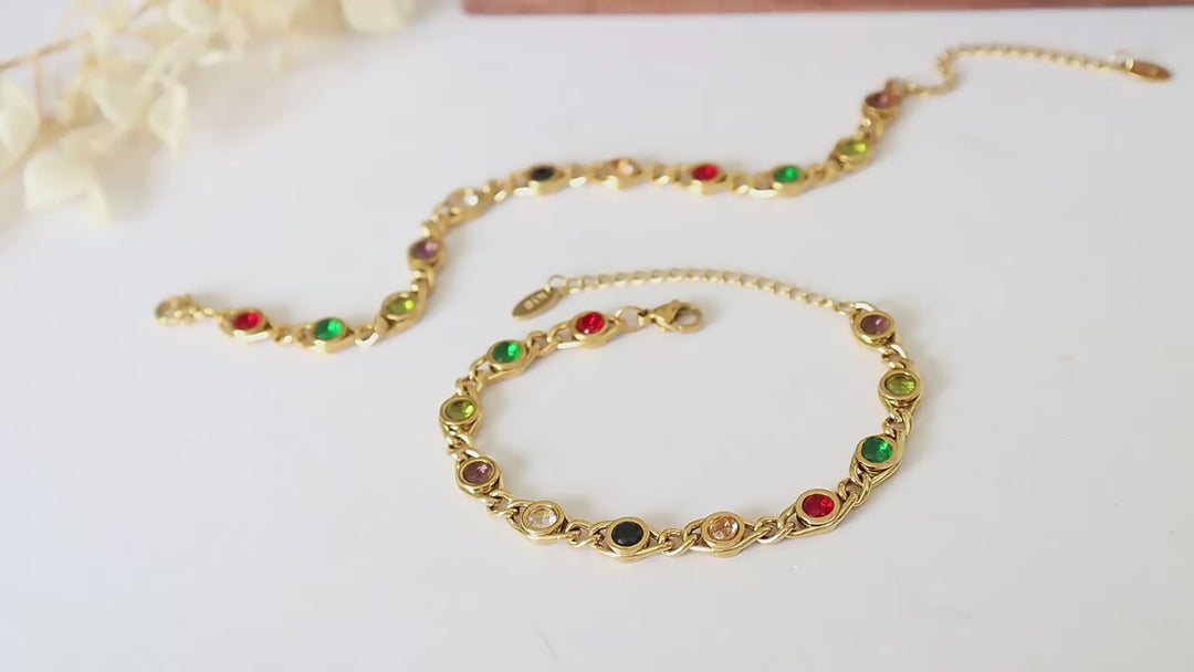 Small fish eye design colorful diamond stitching necklace bracelet